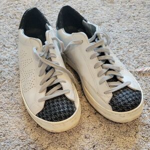 P448 White and Black Women's Sneakers